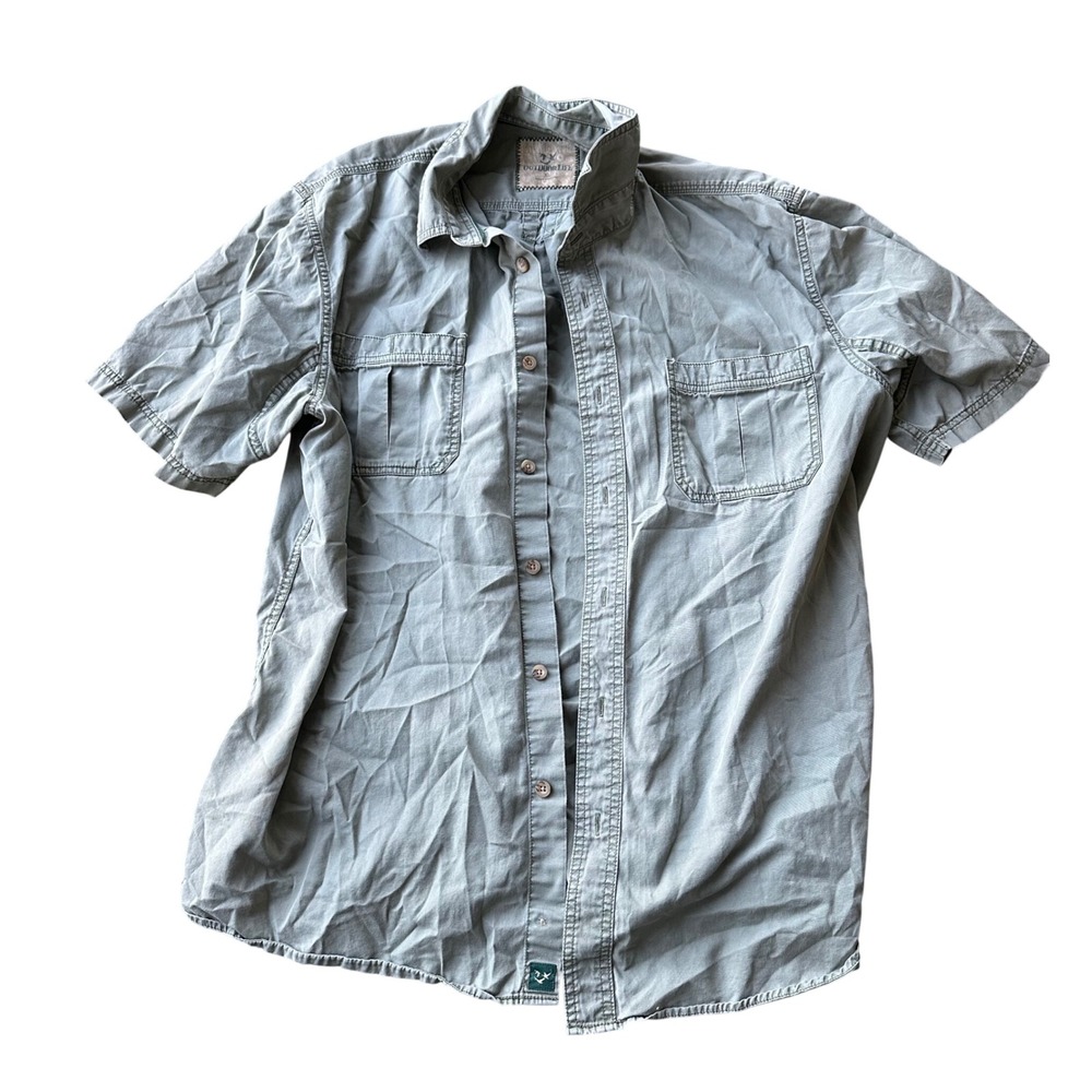 Outdoor Life Mens XL Sage Green Short Sleeve Button Up Utility Pocket Shirt 3069